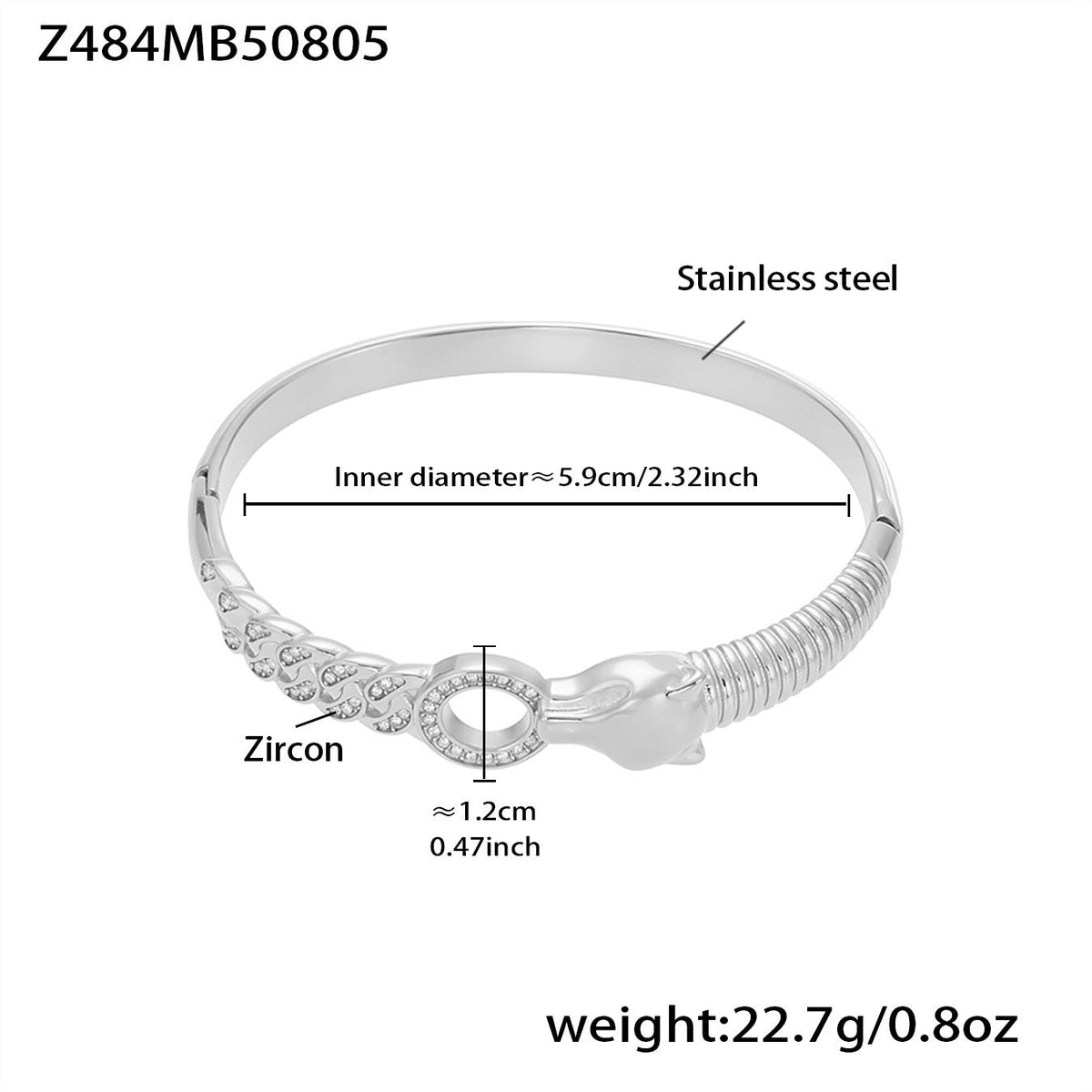 D관 - 스테인리스 스틸 대나무 마디 디자인 풀큐빅 버클 팔찌 [Z480] 25.08-3