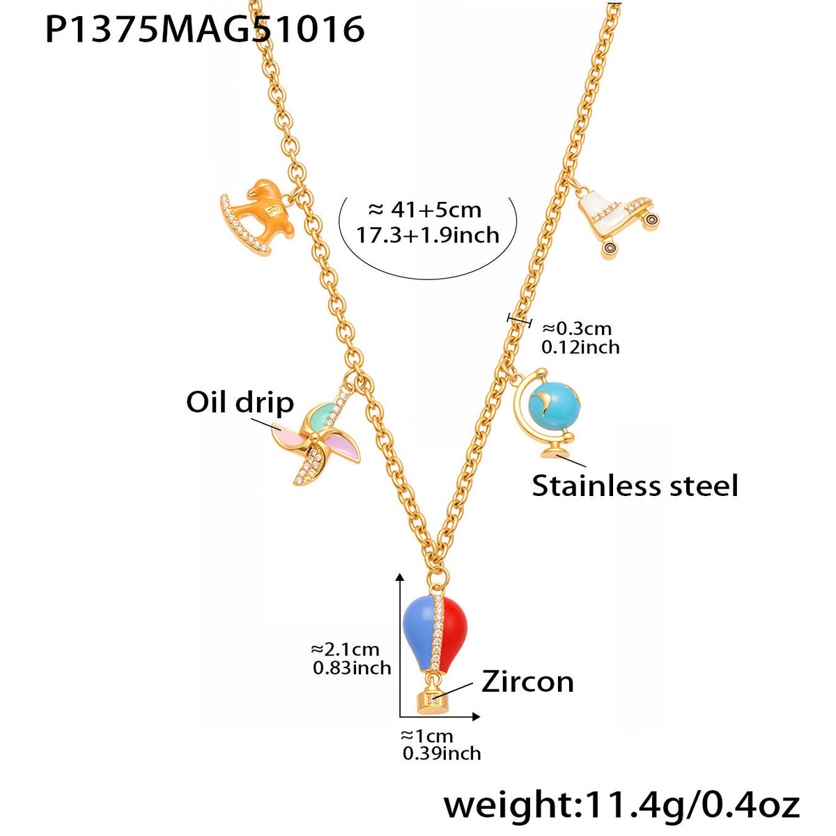 D관 - 스테인리스 스틸 큐빅 과일 열기구 지구본 펜던트 목걸이 팔찌 반지 [TXP422] 25.10-4