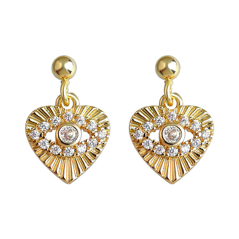 C관 - 925 은침 핸드메이드 미니 큐빅 눈 하트 디자인 귀걸이 [7082] 25.11-2