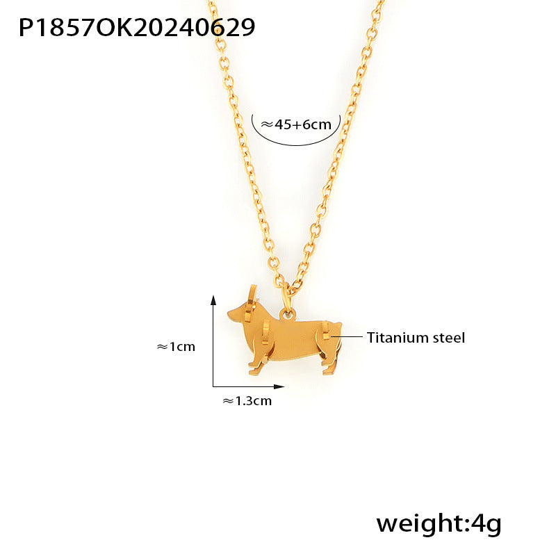 D관 - 티타늄 스틸 18K 도금 동물 펜던트 블레이드 체인 캐주얼 목걸이 [P1857-P1694] 24.07-1