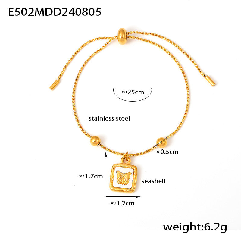 D관 - 스테인리스 스틸 18K 도금 원형 마노 펜던트 팔찌 [E501-502-503] 24.08-2
