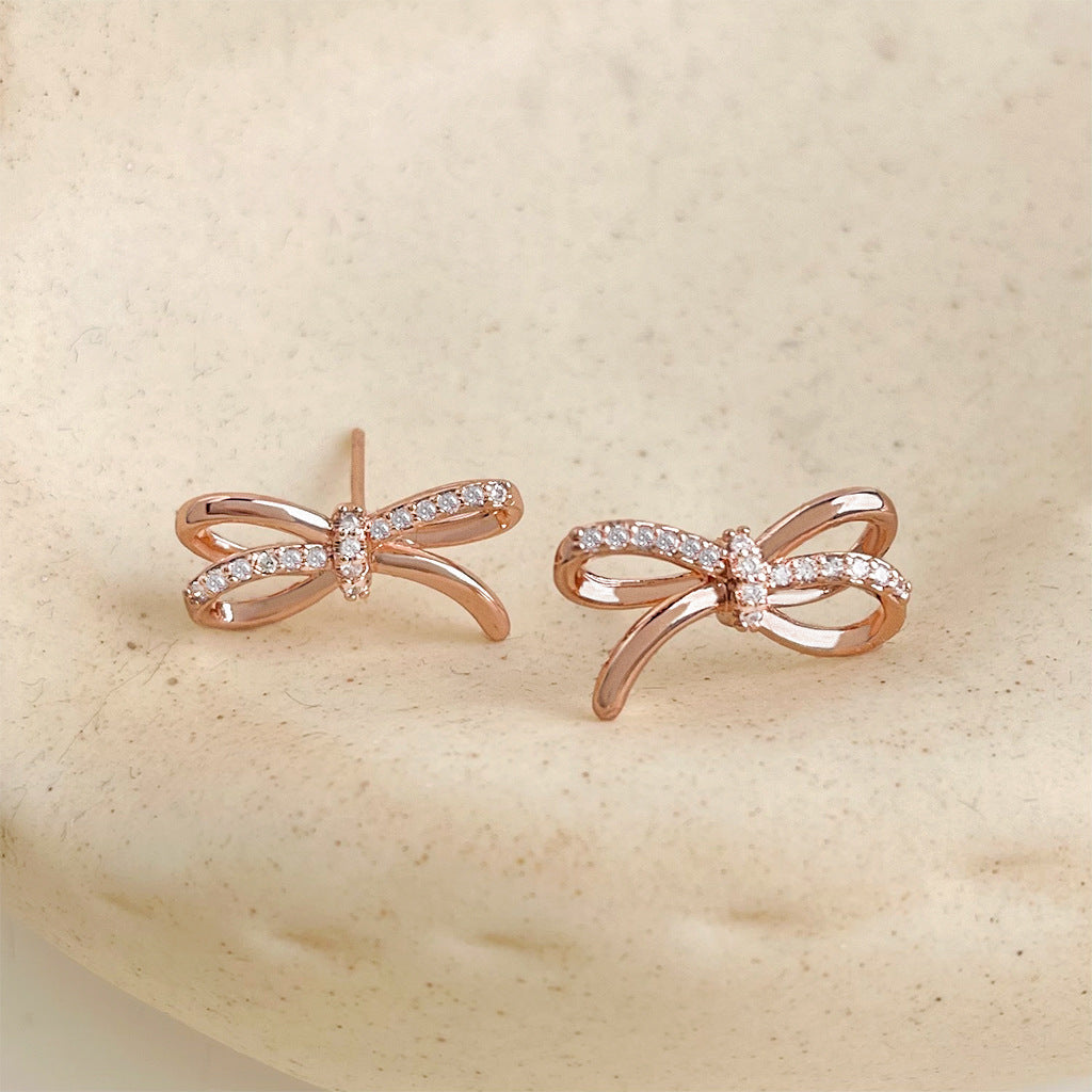 C관 - 18K 도금 큐빅 리본 귀걸이 [5521-5522] 25.02-3