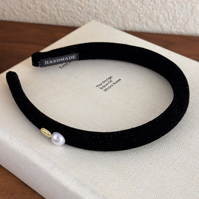 E관 - 벨벳 진주 메탈 플레이트 볼륨 머리띠 [27822] 25.12-3