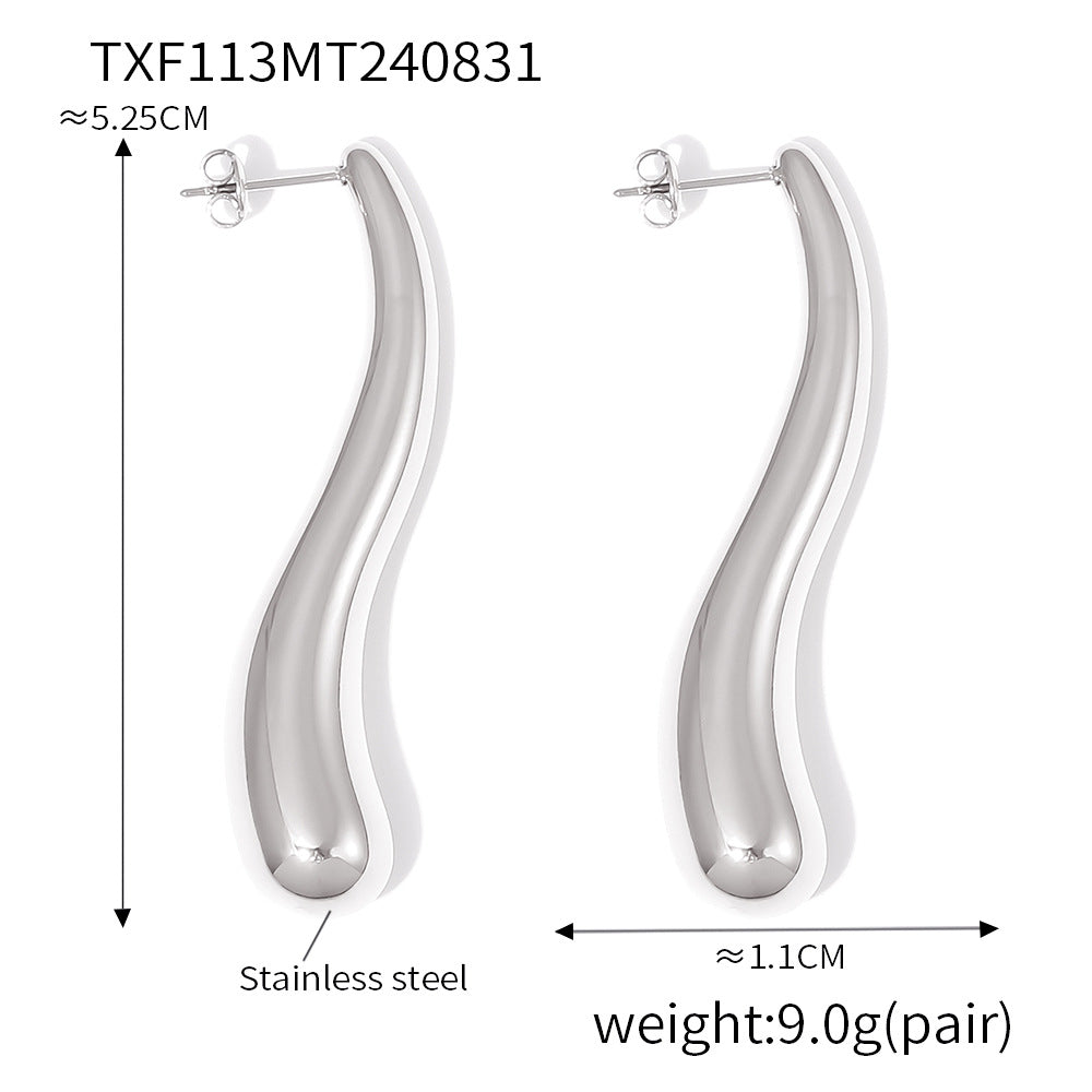 D관 - 미니멀 드롭 펜던트 트렌디 스테인리스 스틸 목걸이 귀걸이 [TXF113-TXP113-P873] 24.09-1