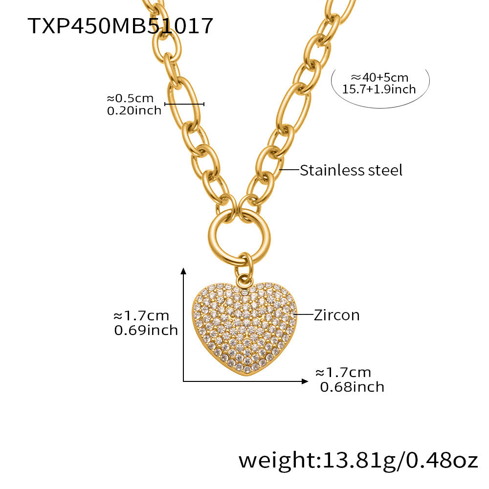 D관 - 18K 도금 스테인리스 스틸 큐빅 왕관 하트 반지 귀걸이 목걸이 [TXP450] 25.10-4