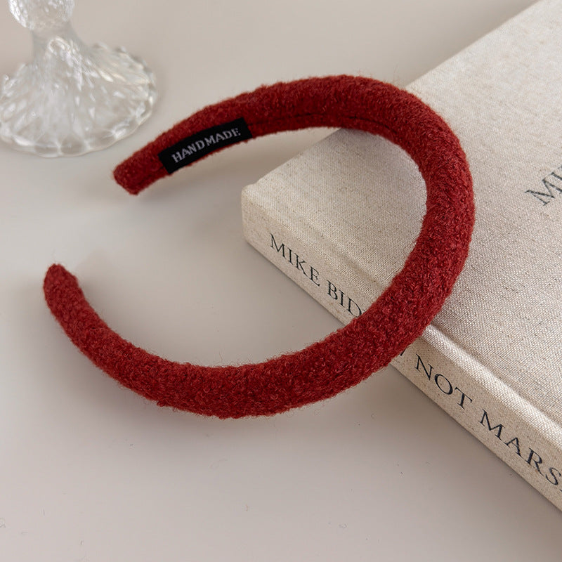 E관 - 양털 니트 단색 볼륨 스펀지 머리띠 [24431] 25.10-3