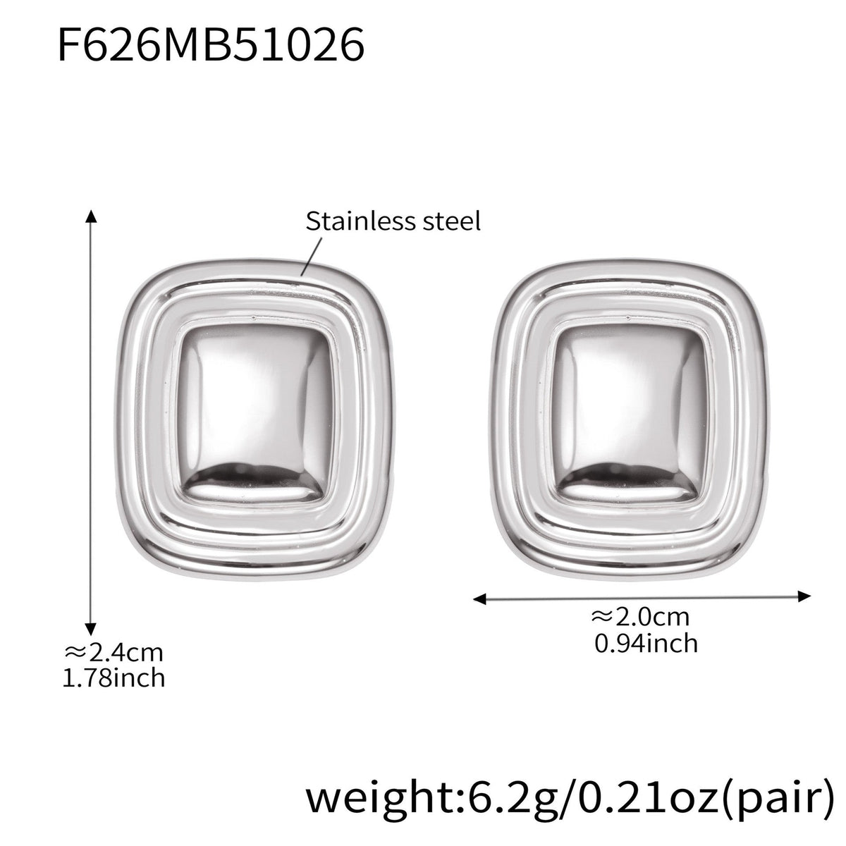 D관 - 스테인리스 18K 도금 8자형 스퀘어 모양 귀걸이 [F625-F626] 25.10-5