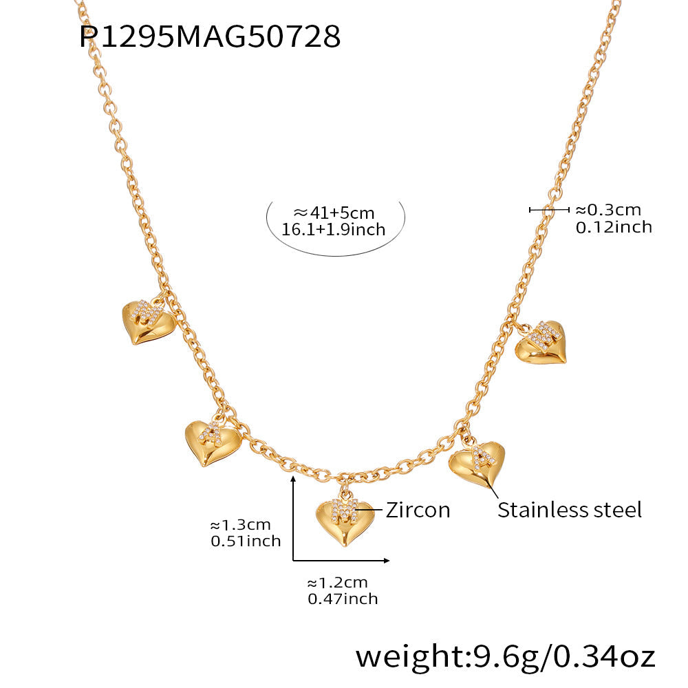 D관 - 18K 도금 스테인리스 스틸 하트 펜던트 목걸이 [P1295-D347] 25.08-1