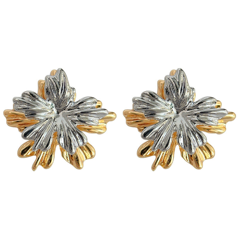 C관 - 14K 도금 은침 디자이너 나뭇잎 귀걸이 [4128] 24.05-5