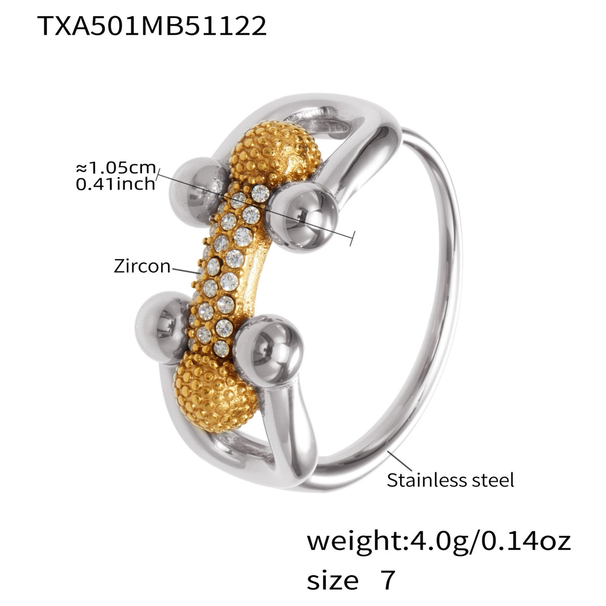 D관 - 스테인리스 스틸 말발굽 모양 큐빅 펜던트 18K 도금 귀걸이 반지 팔찌 목걸이 [TXP501] 25.11-4