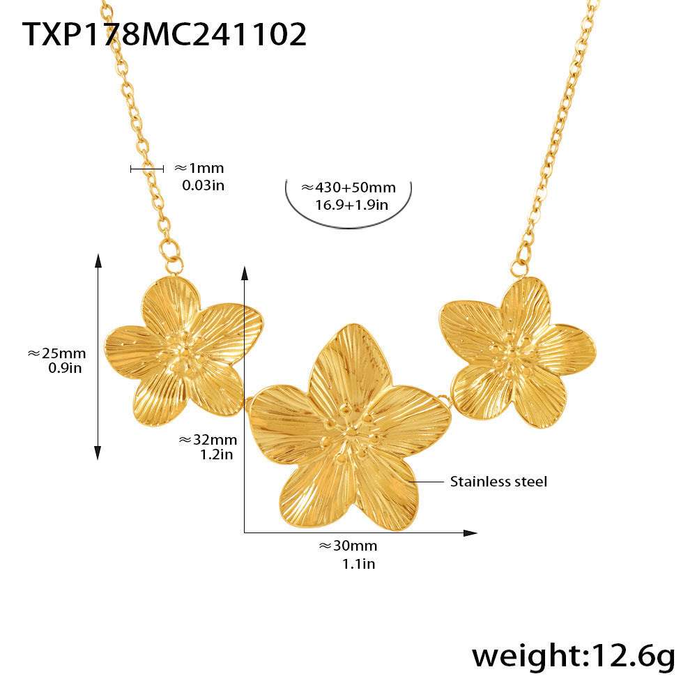 D관 - 골드 플라워 디자인 스테인리스 스틸 PVD 18K 도금 변색 방지 반지 목걸이 팔찌 [TXP-A-Z178] 24.11-2