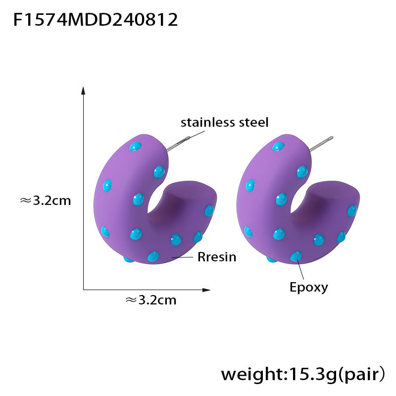 D관 - 트렌디 친환경 레진 소재 스테인리스 스틸 C형 귀걸이 [F1574] 24.08-5