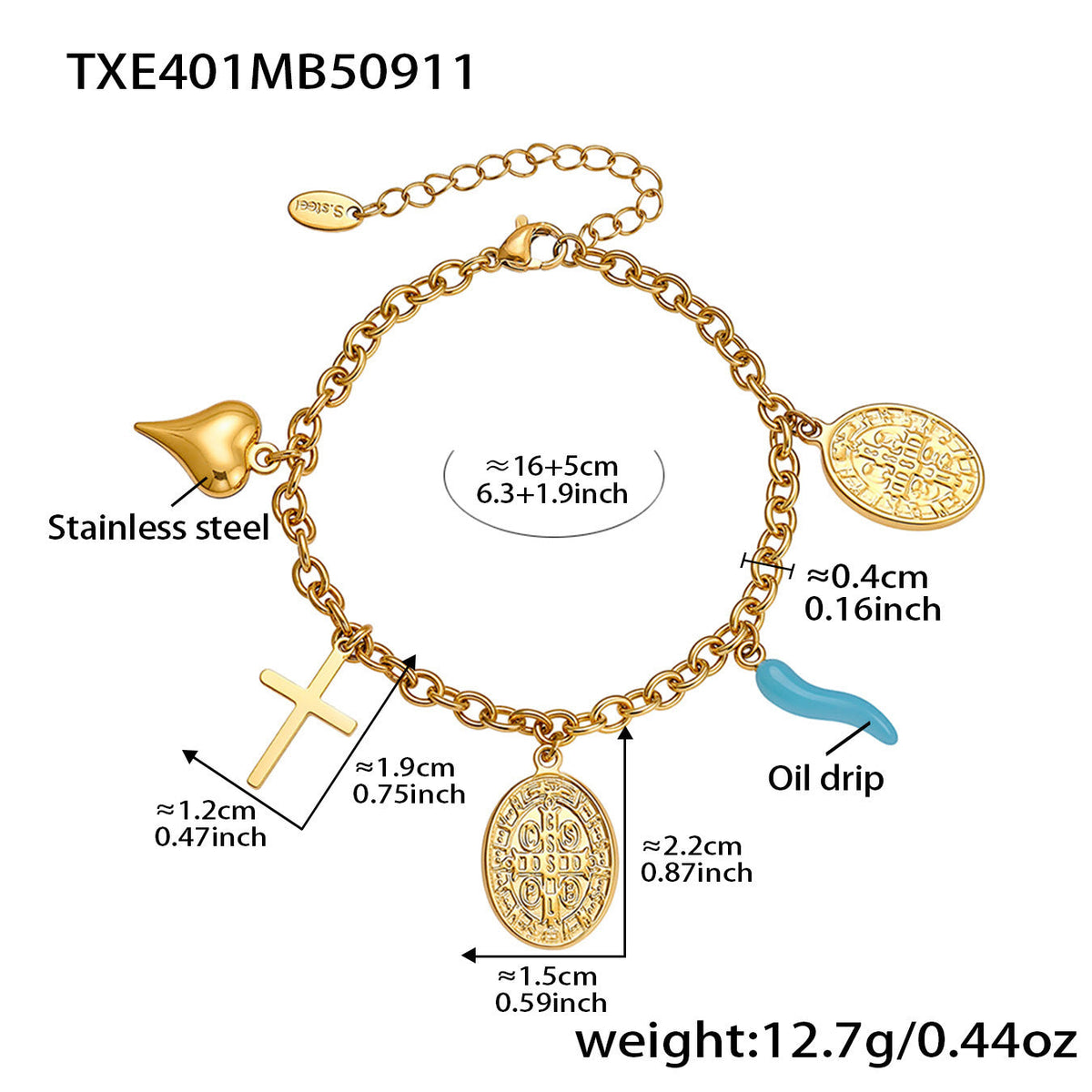 D관 - 원형 예수상 펜던트 스테인리스 스틸 목걸이 팔찌 [TXP401-TXE401] 25.09-3