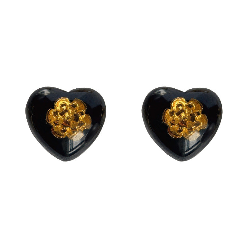 C관 - 디자이너 하트 블랙 레진 귀걸이 [3883] 24.04-4