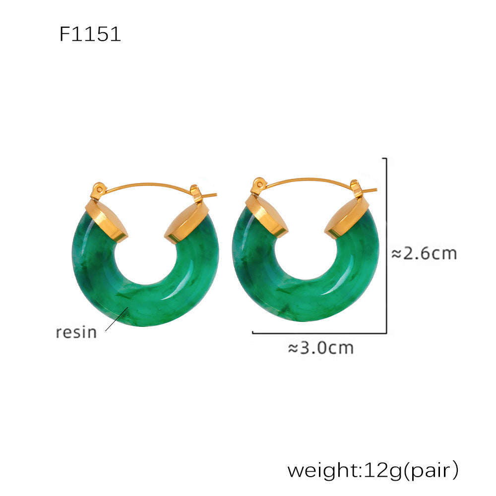 D관 - 스테인리스 스틸 캔디 컬러풀 레진 귀걸이 [F854] 24.12-4