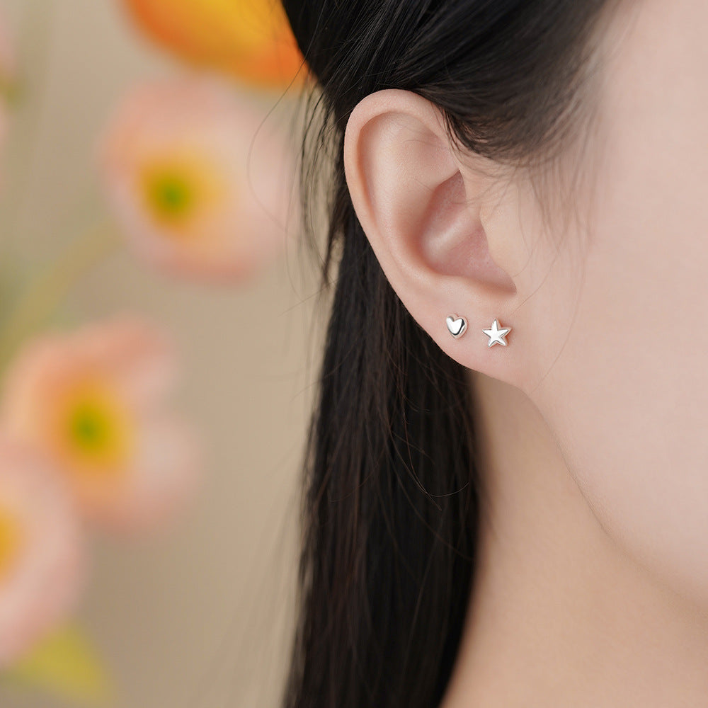 B관 - 999 실버 언밸런스 하트 별 디자인 귀걸이 [YC9001E_1] 25.11-4