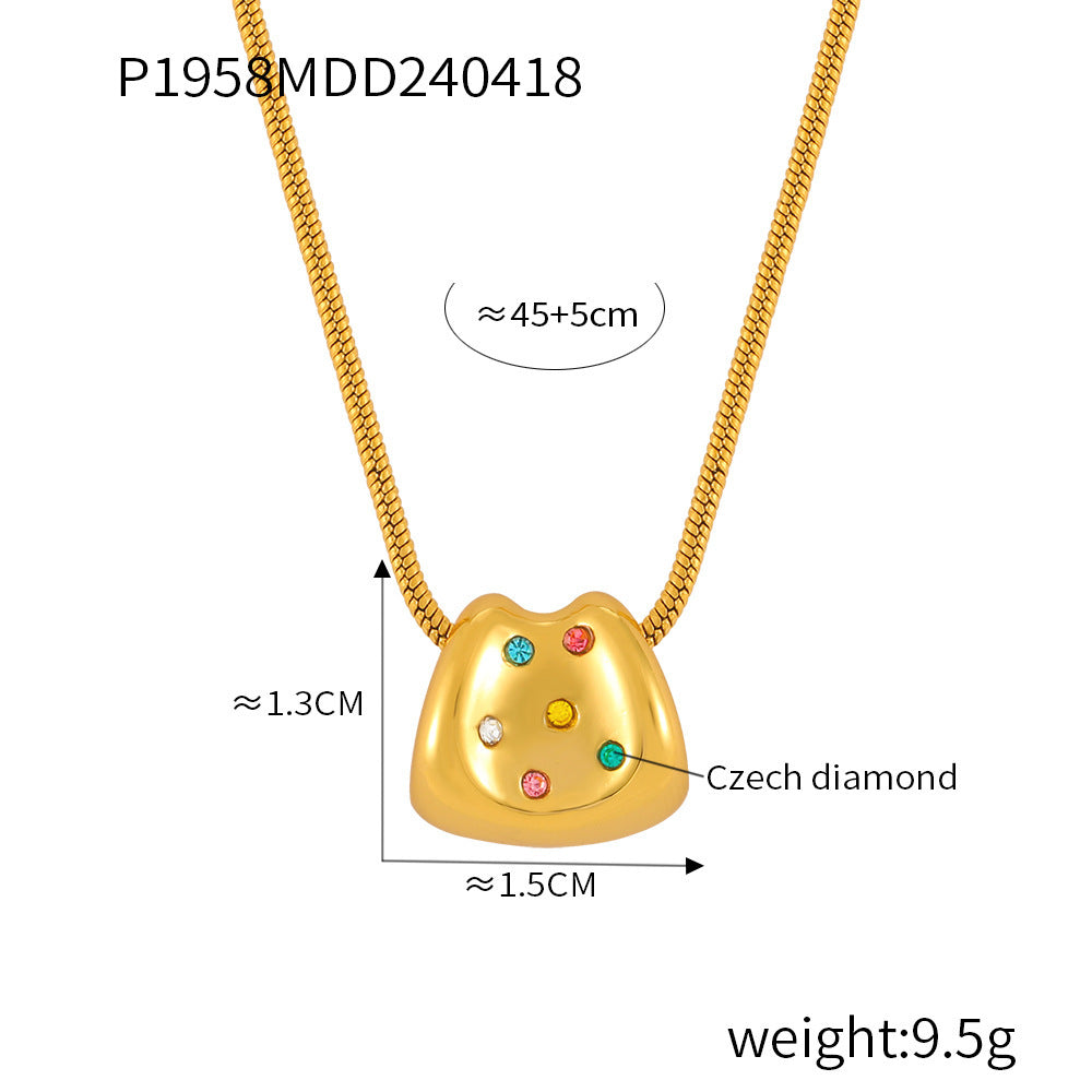 D관 - 고급스러운 큐빅 스커트 펜던트 티타늄 스틸 목걸이 우아한 쇄골 목걸이 [P1958] 24.04-4