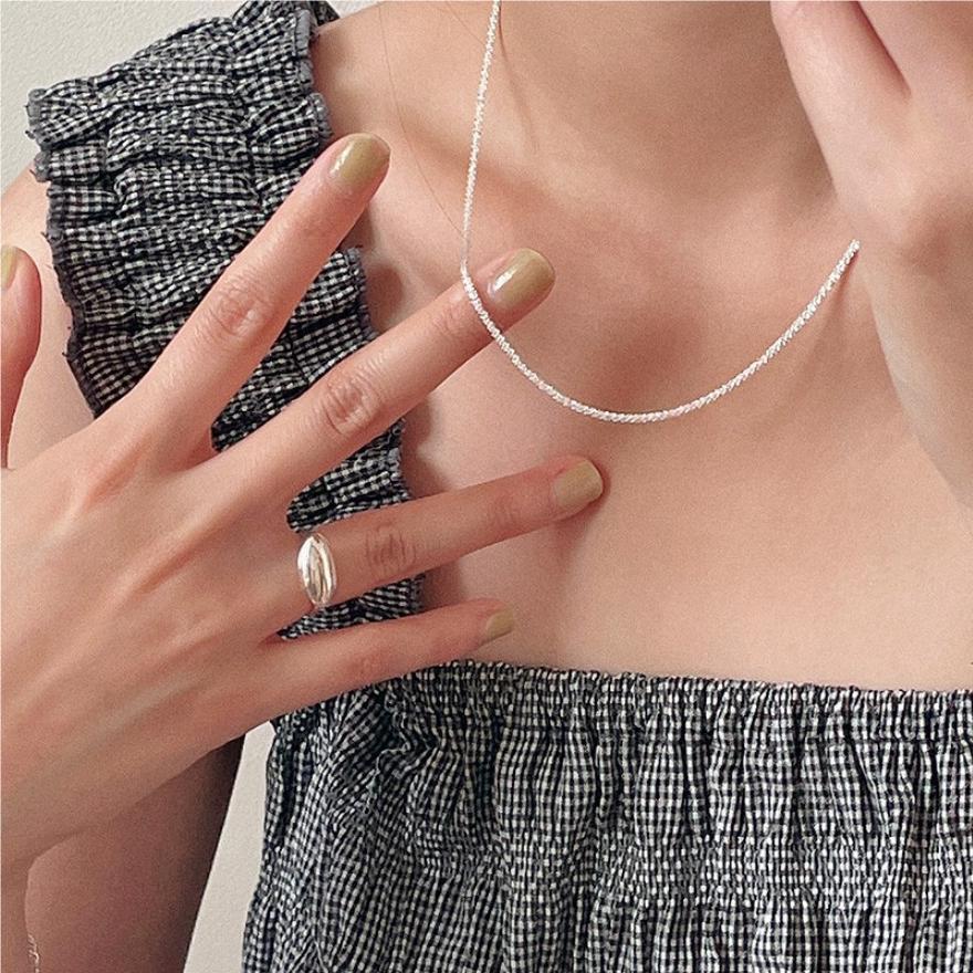 F관 - 925 실버 플라워 물결 디자인 체인 목걸이 [B571] 25.09-4