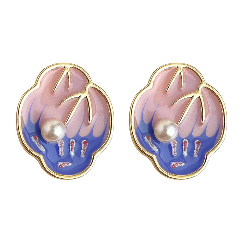 C관 - 진주 핸드페인팅 925 은침 귀걸이 [7162] 25.12-1