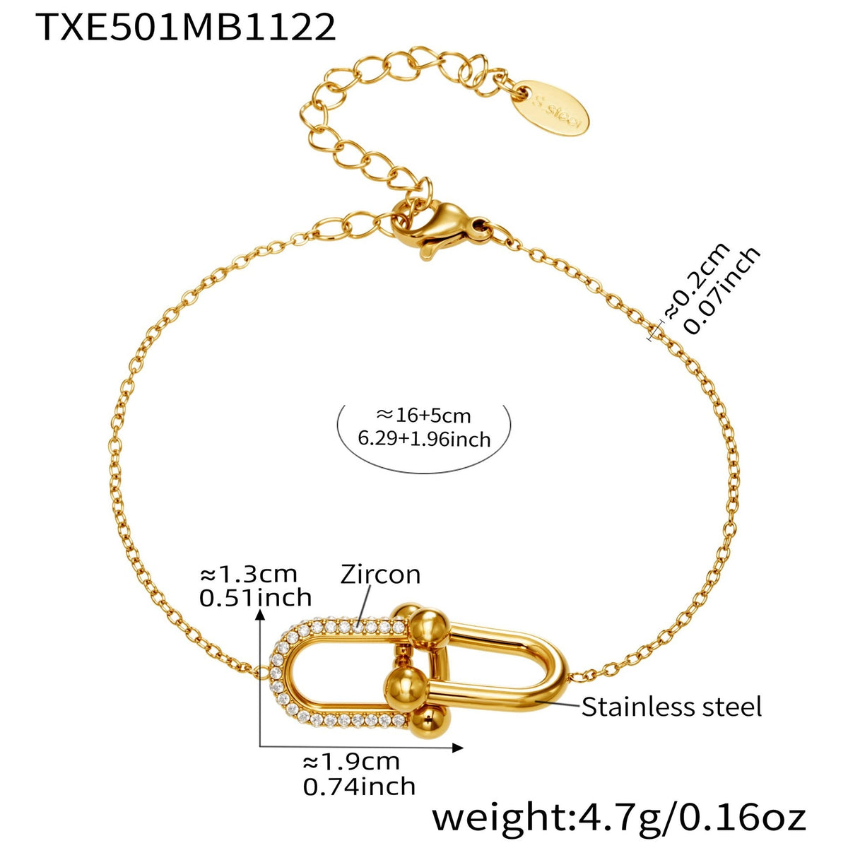 D관 - 스테인리스 스틸 말발굽 모양 큐빅 펜던트 18K 도금 귀걸이 반지 팔찌 목걸이 [TXP501] 25.11-4