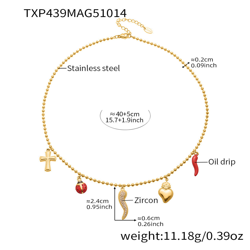 D관 - 스테인리스 스틸 큐빅 체리 딸기 펜던트 목걸이 팔찌 반지 [TXP437] 25.10-4