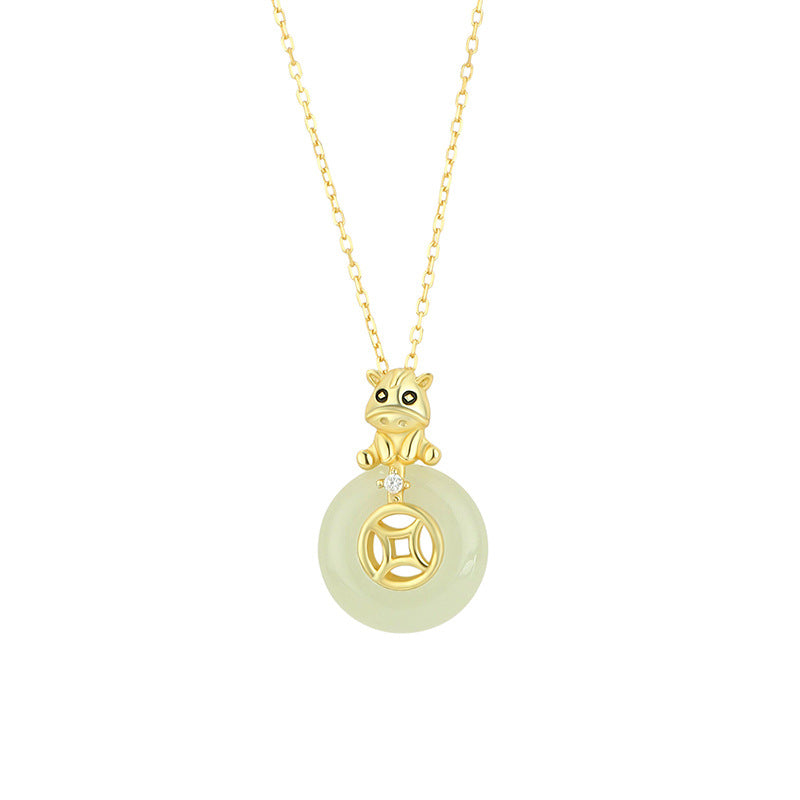 B관 - 925 실버 말 동전 디자인 백옥 목걸이 [YC3569N_1] 25.12-2