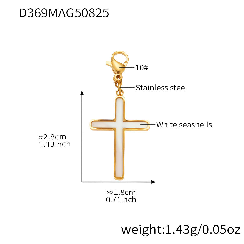 D관 - 스테인리스 스틸 18K 도금 자개 십자가 펜던트 반지 귀걸이 [TXA365-TXF365-D369] 25.08-5