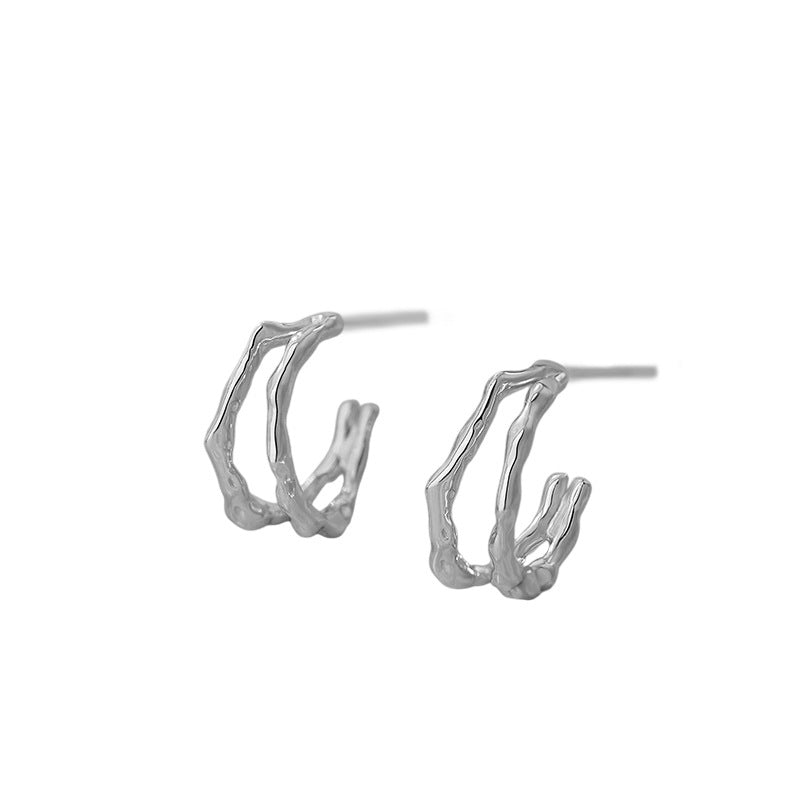 B관 - 999 실버 더블 레이어 원형 링 귀걸이 [YC2154E_1] 25.09-4