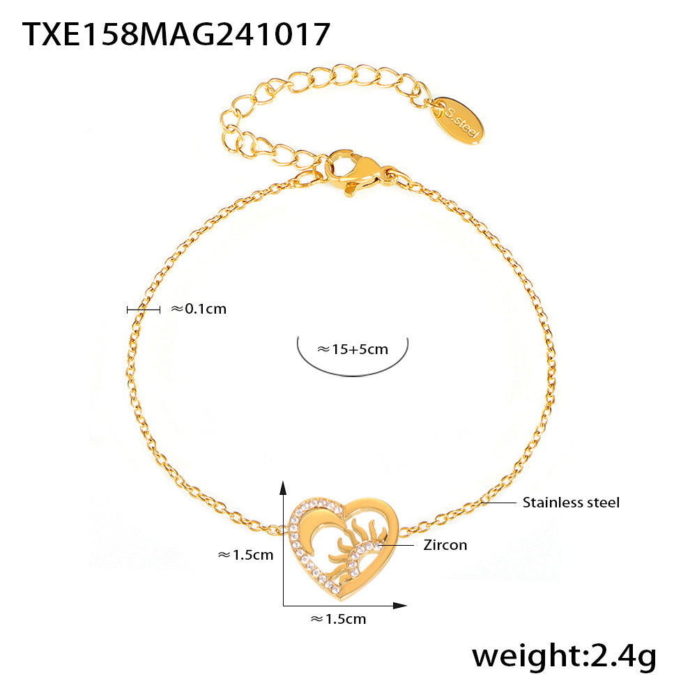 D관 - 스테인리스 스틸 큐빅 선 달 펜던트 목걸이 팔찌 [TXP158-TXE158] 24.10-4