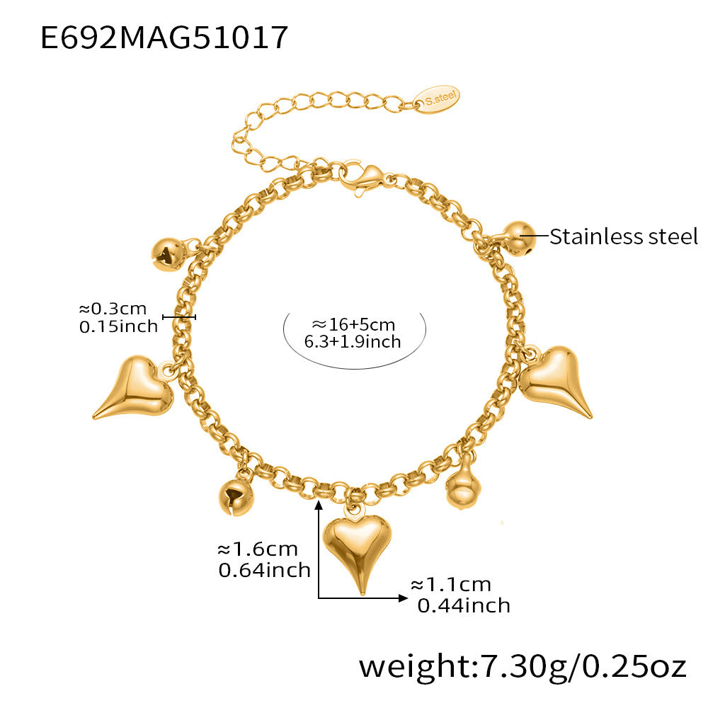 D관 - 스테인리스 스틸 조개 나뭇잎 하트 디자인 펜던트 팔찌 [E685] 25.10-4