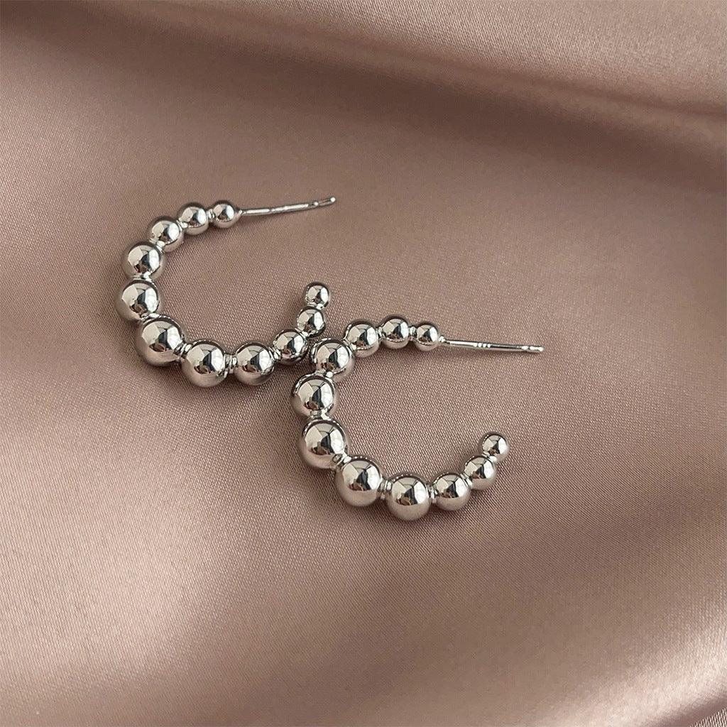 C관 - 차분한 스타일 C자형 고급 원형 귀걸이 은침 귀걸이 [3273-3274] 24.03-5