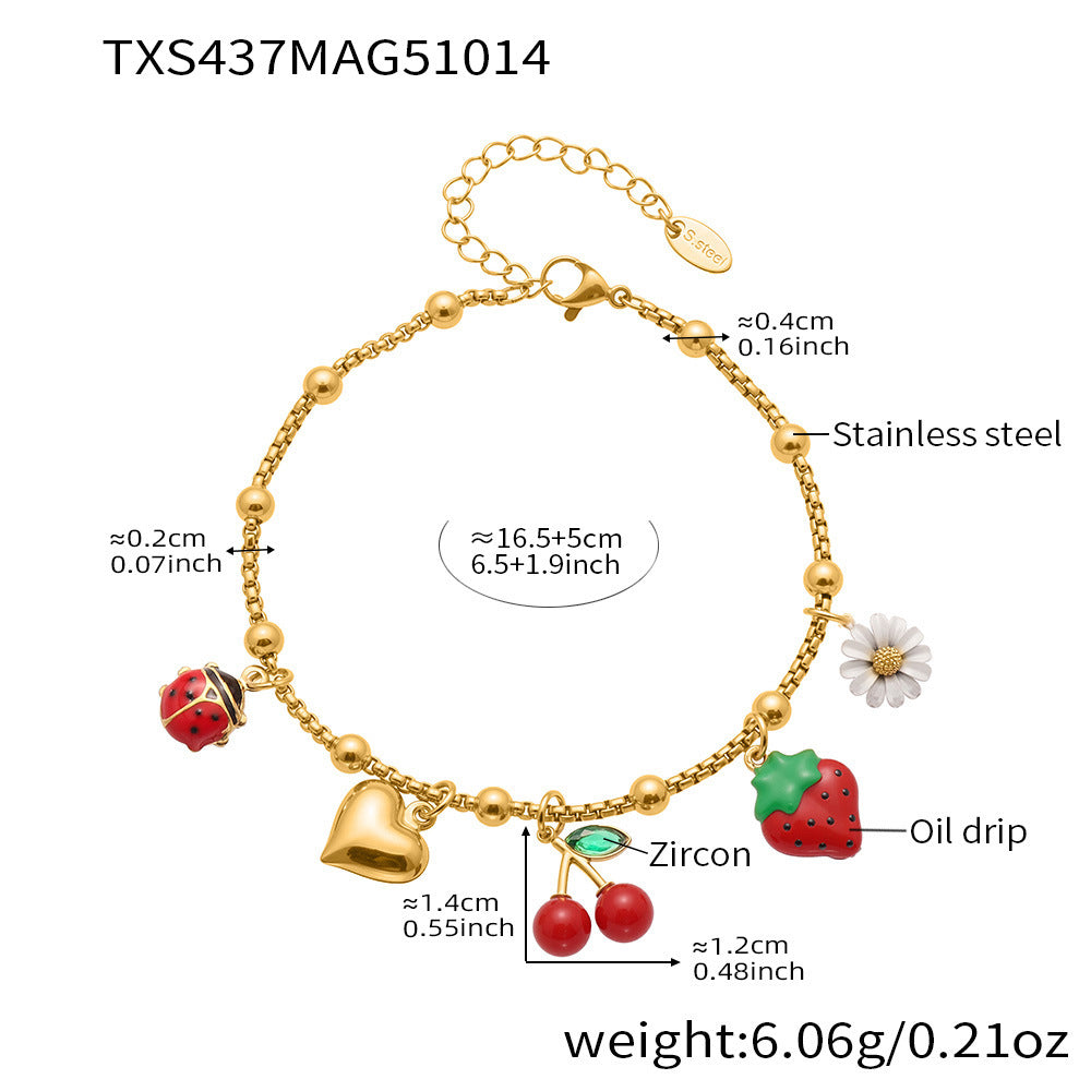 D관 - 스테인리스 스틸 큐빅 체리 딸기 펜던트 목걸이 팔찌 반지 [TXP437] 25.10-4