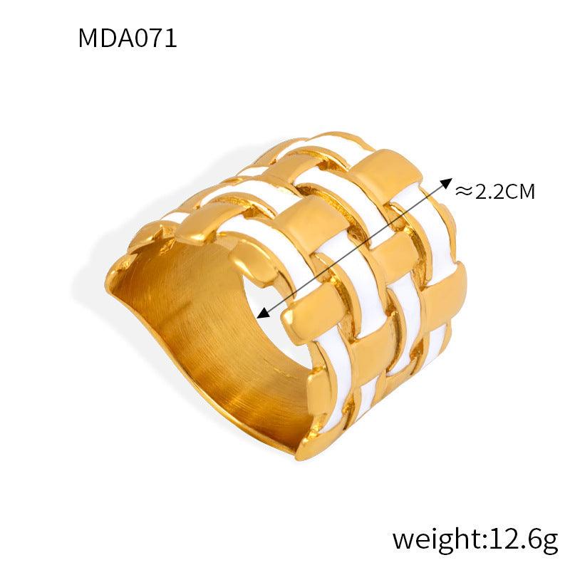 D관 - 미니멀 레트로 디자인 럭셔리 티타늄 스틸 18K 도금 반지 [A071] 24.03-2