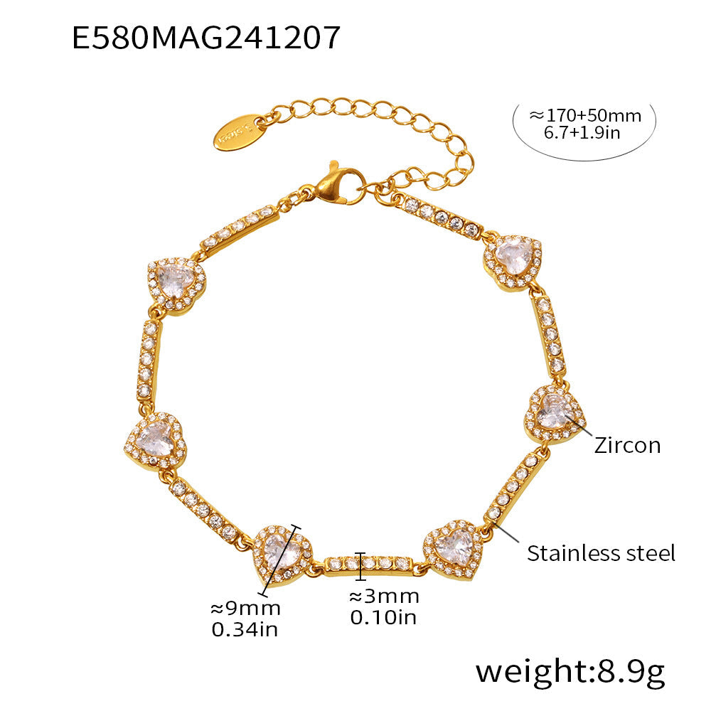 D관 - 18K 골드 도금 스테인리스 스틸 핸드메이드 큐빅 팔찌 [E575-E582] 24.12-2