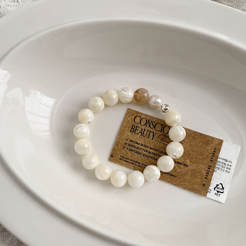 A관 - 자개 진주 담수 진주 백수정 황수정 비즈 팔찌 [1543] 25.11-2