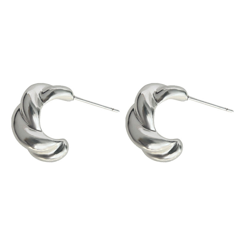 C관 - 프렌치 고급스러운 백금 도금 은침 귀걸이 [4092] 24.05-3