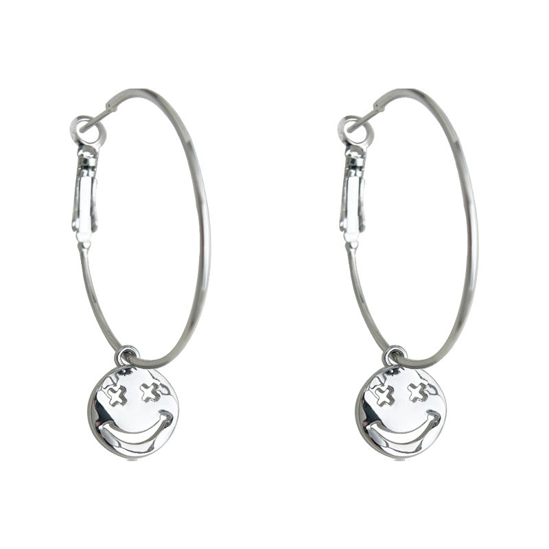 C관 - 스마일 원형 은침 링 귀걸이 [5480] 25.02-1