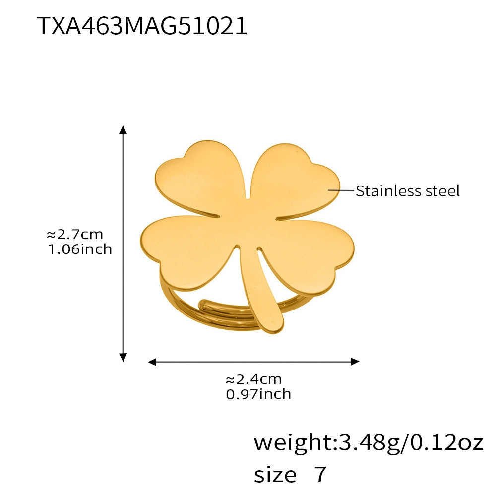 D관 - 스테인리스 18K 도금 하트 네잎 클로버 목걸이 귀걸이 반지 [TXP463] 25.10-5