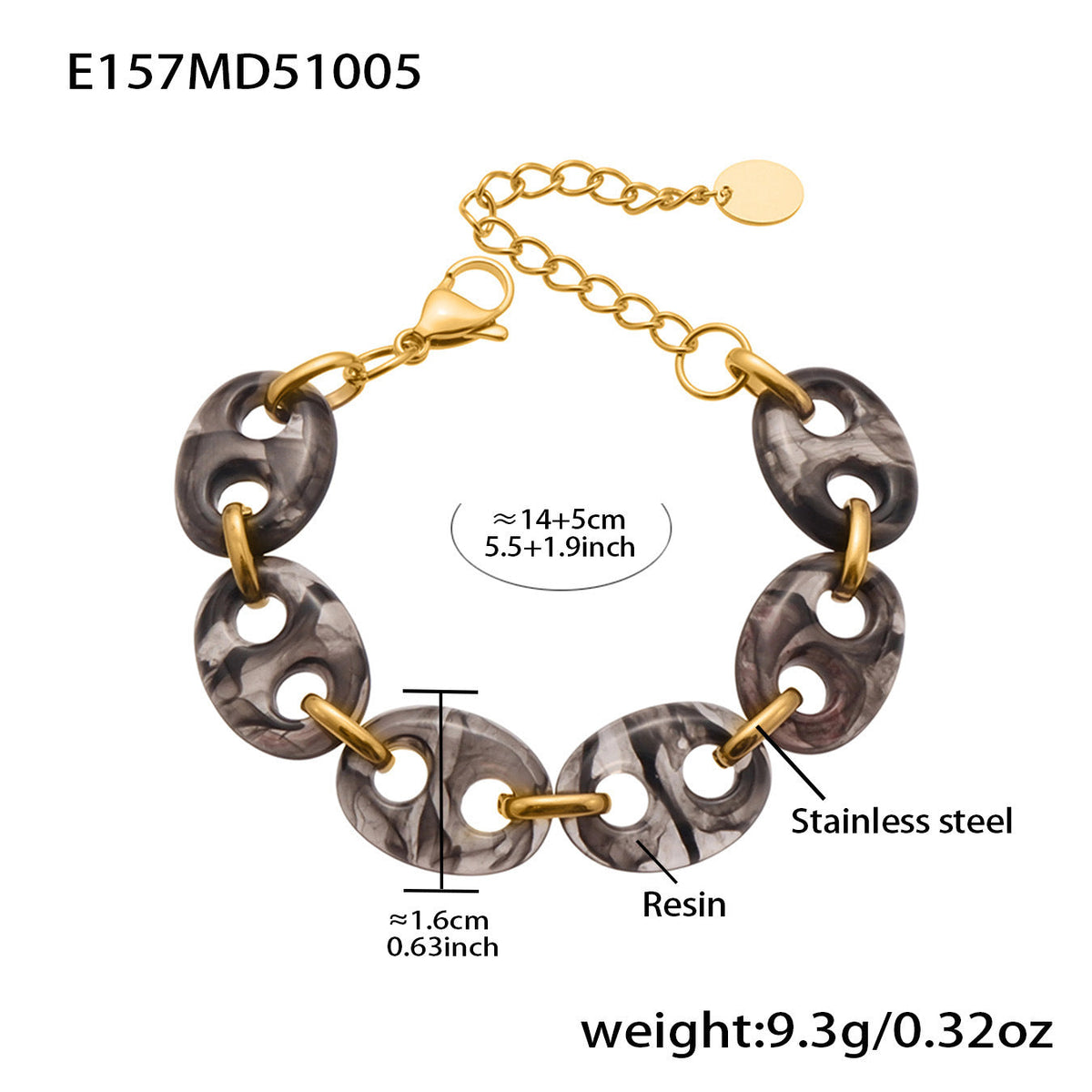 D관 - 스테인리스 스틸 18K 도금 레진 더블 원형 팔찌 [E157] 25.10-3