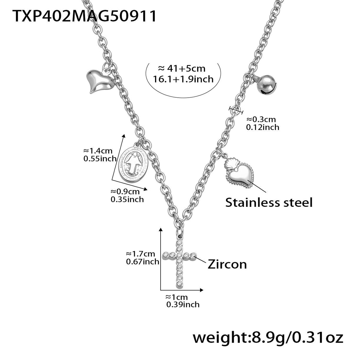 D관 - 스테인리스 스틸 십자가 해양생물 펜던트 목걸이 팔찌 [TXP402-TXE402-P1049] 25.09-3