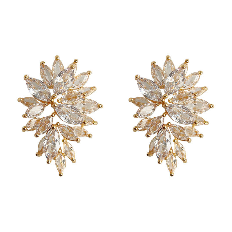 C관 - 14K 도금 고급스러운 미니 큐빅 은침 귀걸이 고급스러운 패셔너블한 밤나무 귀걸이 [3729] 24.04-2