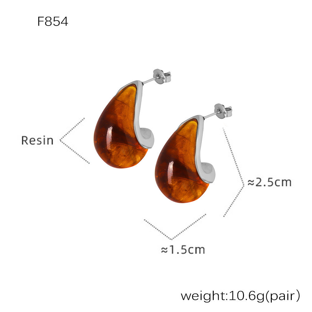 D관 - 스테인리스 스틸 캔디 컬러풀 레진 귀걸이 [F854] 24.12-4