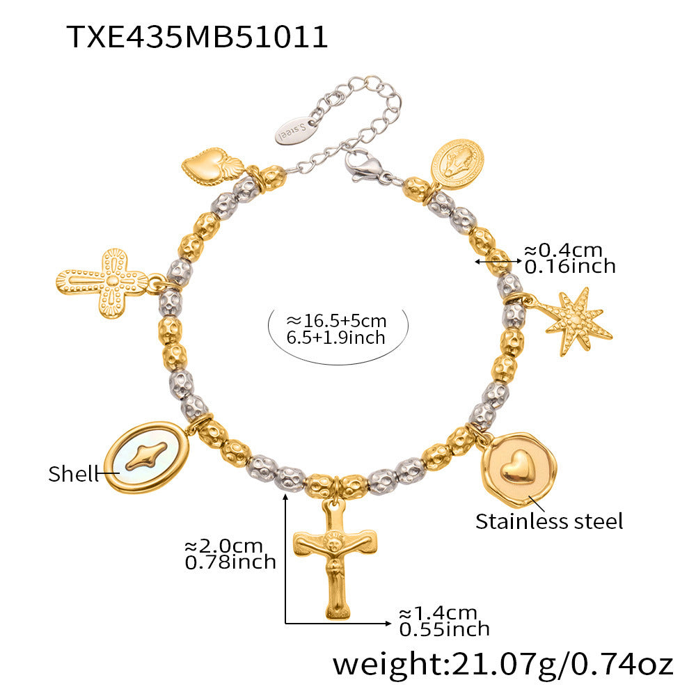 D관 - 스테인리스 스틸 18K 도금 투톤 펜던트 목걸이 팔찌 [TXP435] 25.10-3