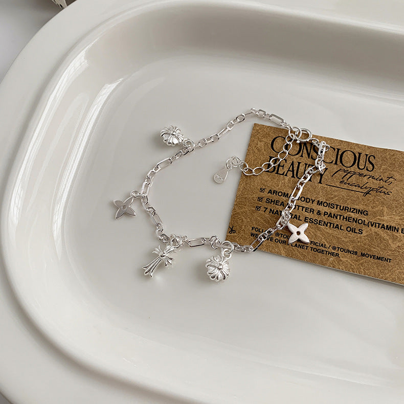 A관 - 925 실버 십자가 클로버 펜던트 팔찌 목걸이 [1037] 25.10-3