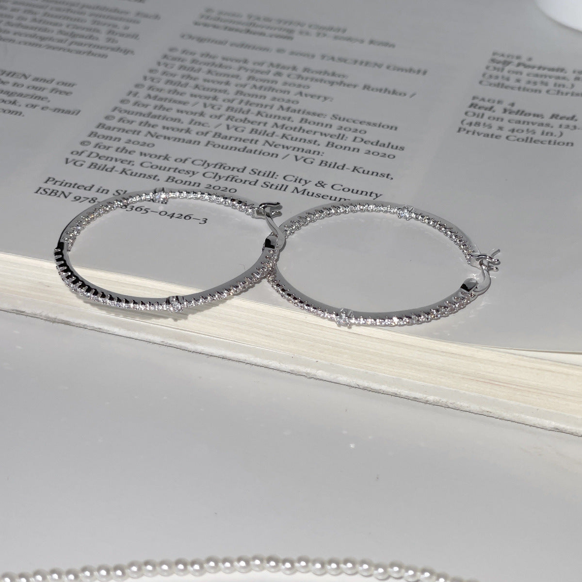 A관 - 925 은침 큐빅 대형 링 귀걸이 [EH-4102] 25.10-1