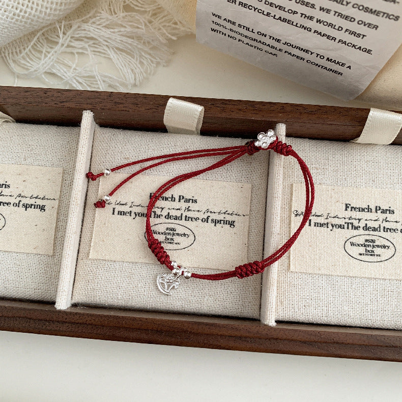 A관 - 925 실버 플라워 말 펜던트 조절 스트랩 팔찌 [1602] 25.11-2