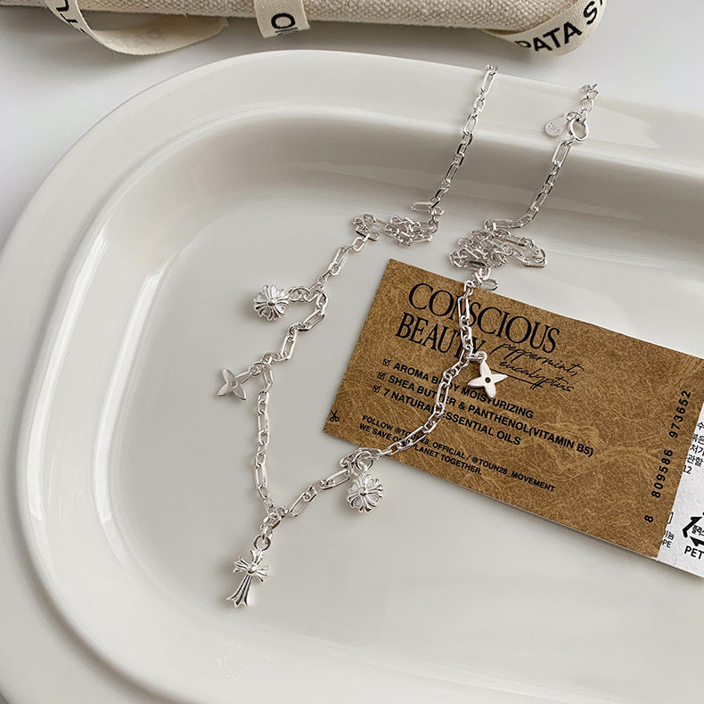 A관 - 925 실버 십자가 클로버 펜던트 팔찌 목걸이 [1037] 25.10-3