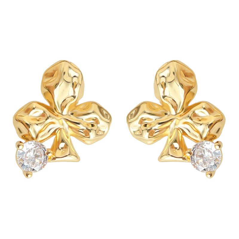 C관 - 925 은침 클로버 플라워 모양 큐빅 귀걸이 [7137] 25.12-1
