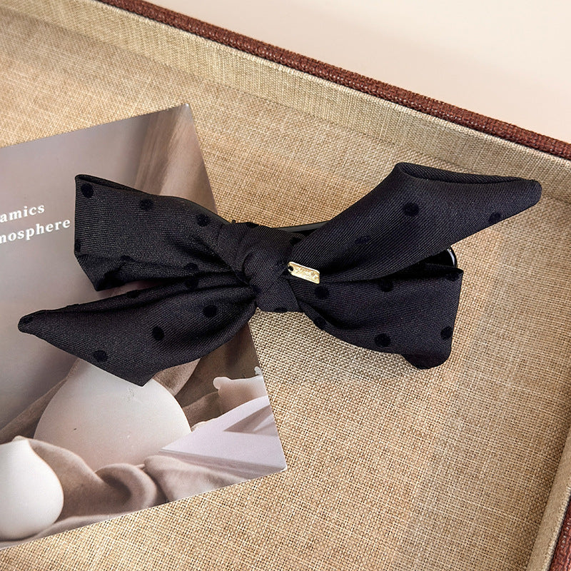 E관 - 체크 도트 리본 골드 포인트 집게핀 [27749] 25.12-1