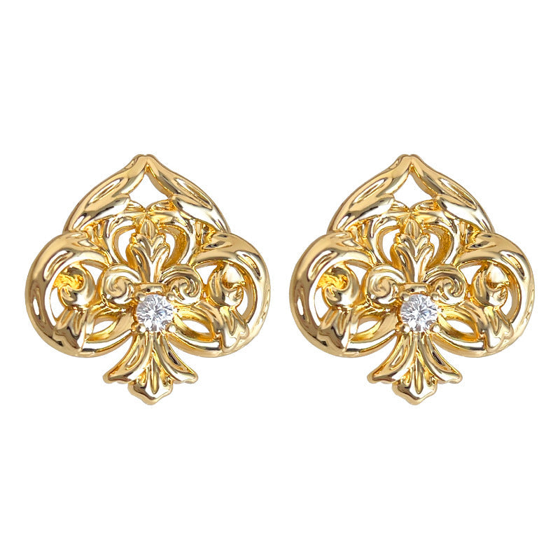 C관 - 하트 클로버 모양 큐빅 925 은침 귀걸이 [7160] 25.11-4